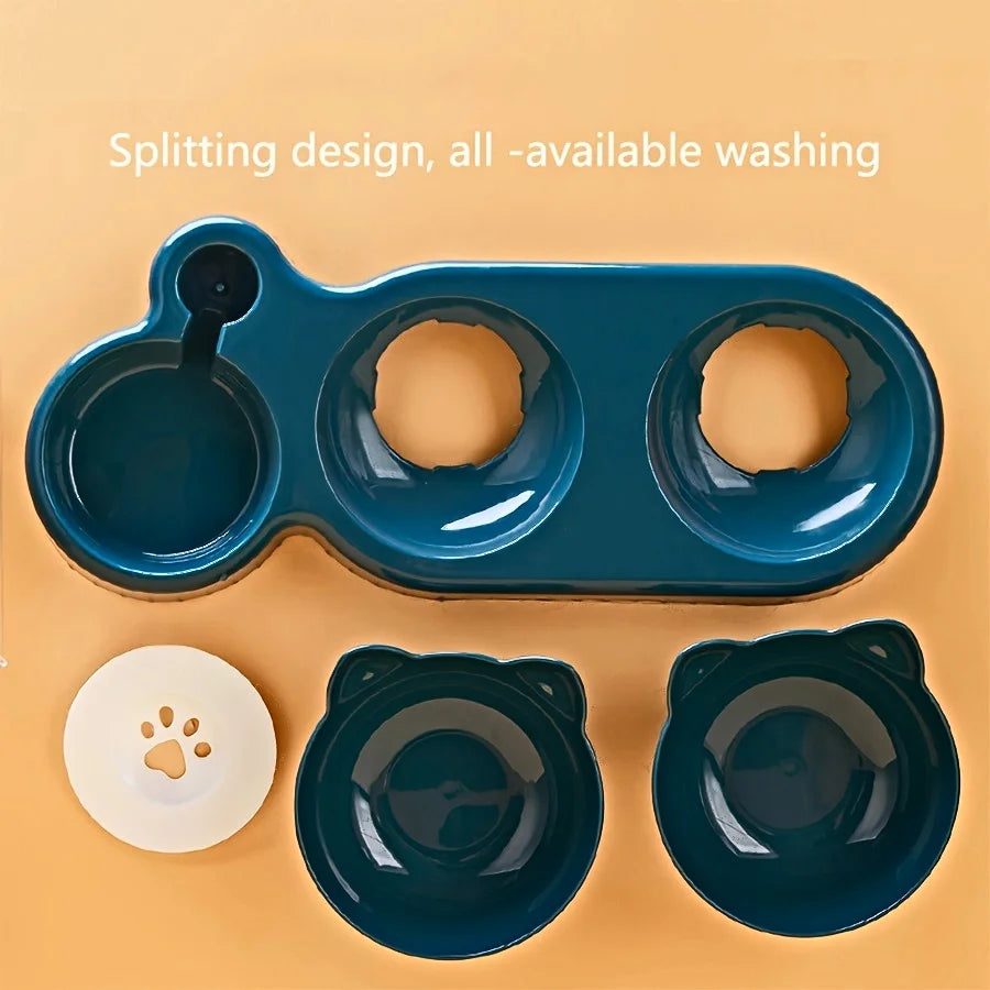 🇫🇷 Gamelles 3-en-1 pour animaux – Bols inclinés avec distributeur d’eau à gravité 🇬🇧 3-in-1 Pet Bowls – Tilted bowls with gravity water feeder