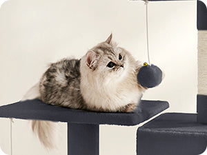 🇫🇷 Arbre à chat Feandrea 143 cm – Tour d’intérieur multi-niveaux avec 4 poteaux à griffer, 2 plateformes et niche en peluche 🇬🇧 Feandrea Cat Tree 143 cm – Multi-Level Indoor Cat Tower with 4 Scratching Posts, 2 Perches & Plush Condo Cave