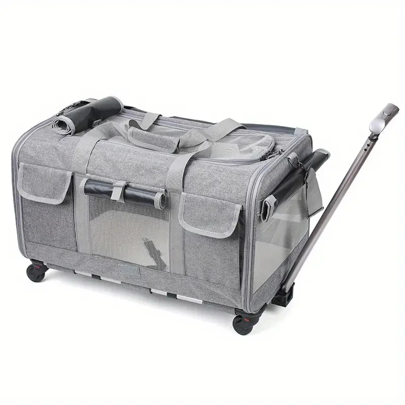🇫🇷 Chariot de transport XXL pour animaux – Sac trolley pliable et détachable pour chien ou chat, idéal pour les voyages 🇬🇧 Extra Large Pet Trolley – Foldable & Detachable Travel Carrier for Dogs & Cats
