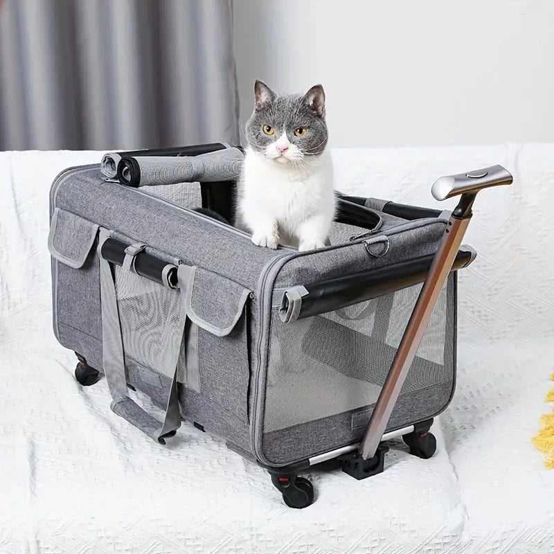 🇫🇷 Chariot de transport XXL pour animaux – Sac trolley pliable et détachable pour chien ou chat, idéal pour les voyages 🇬🇧 Extra Large Pet Trolley – Foldable & Detachable Travel Carrier for Dogs & Cats