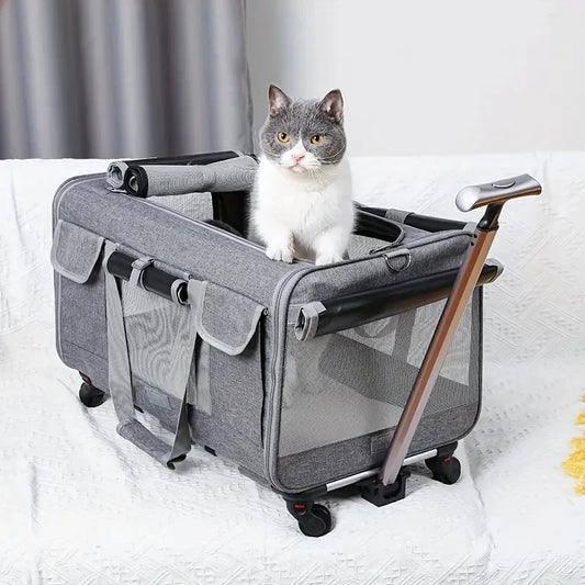 🇫🇷 Chariot de transport XXL pour animaux – Sac trolley pliable et détachable pour chien ou chat, idéal pour les voyages 🇬🇧 Extra Large Pet Trolley – Foldable & Detachable Travel Carrier for Dogs & Cats