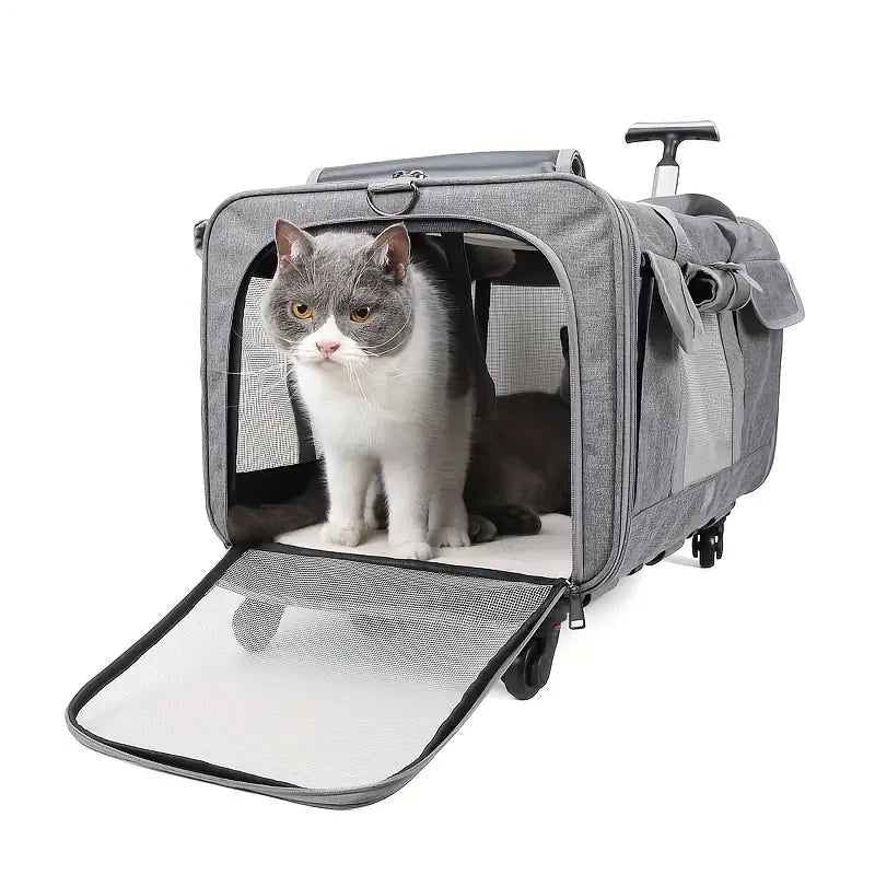 🇫🇷 Chariot de transport XXL pour animaux – Sac trolley pliable et détachable pour chien ou chat, idéal pour les voyages 🇬🇧 Extra Large Pet Trolley – Foldable & Detachable Travel Carrier for Dogs & Cats
