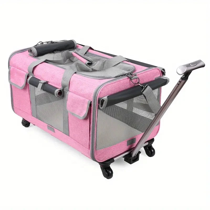🇫🇷 Chariot de transport XXL pour animaux – Sac trolley pliable et détachable pour chien ou chat, idéal pour les voyages 🇬🇧 Extra Large Pet Trolley – Foldable & Detachable Travel Carrier for Dogs & Cats