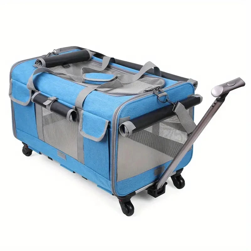 🇫🇷 Chariot de transport XXL pour animaux – Sac trolley pliable et détachable pour chien ou chat, idéal pour les voyages 🇬🇧 Extra Large Pet Trolley – Foldable & Detachable Travel Carrier for Dogs & Cats