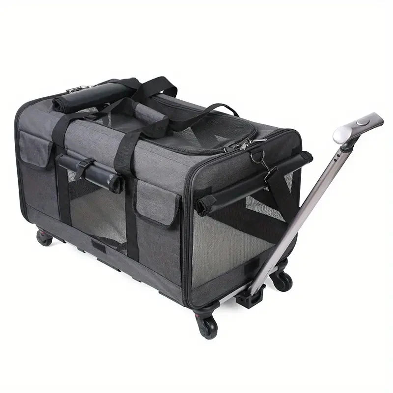 🇫🇷 Chariot de transport XXL pour animaux – Sac trolley pliable et détachable pour chien ou chat, idéal pour les voyages 🇬🇧 Extra Large Pet Trolley – Foldable & Detachable Travel Carrier for Dogs & Cats