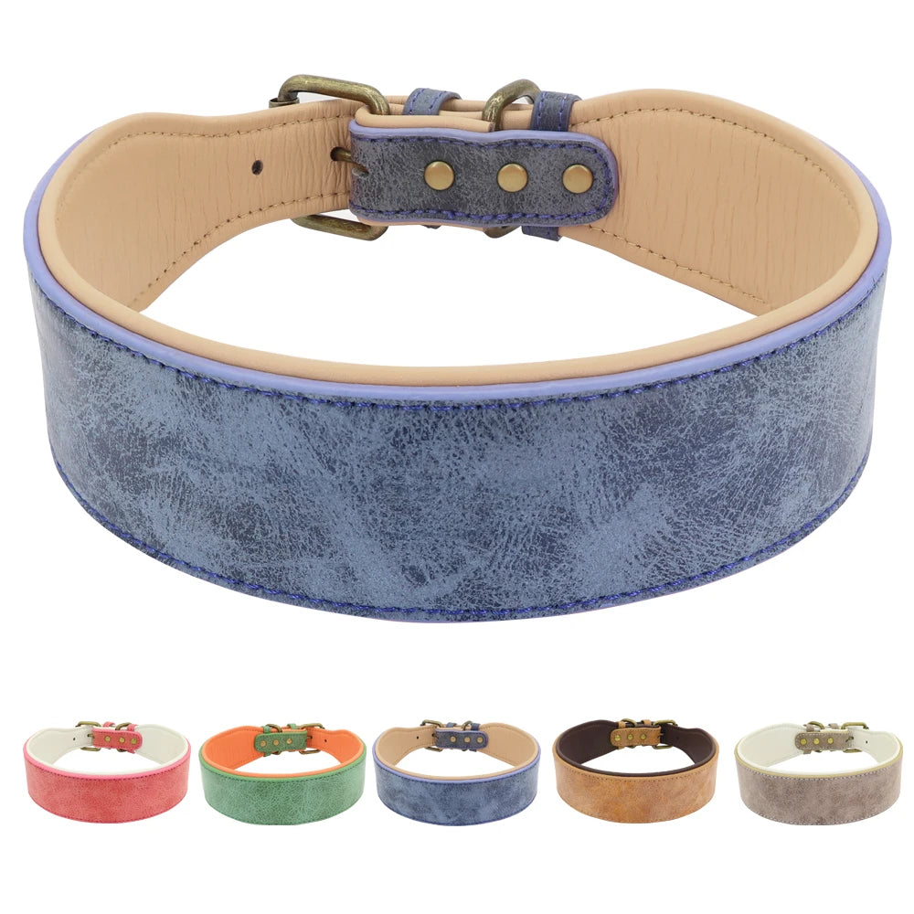 🇫🇷 Collier en cuir personnalisé pour chien – Large, rembourré, gravure du nom gratuite, idéal pour chiens moyens et grands  🇬🇧 Personalized Leather Dog Collar – Wide, padded, free name engraving, ideal for medium & large dogs