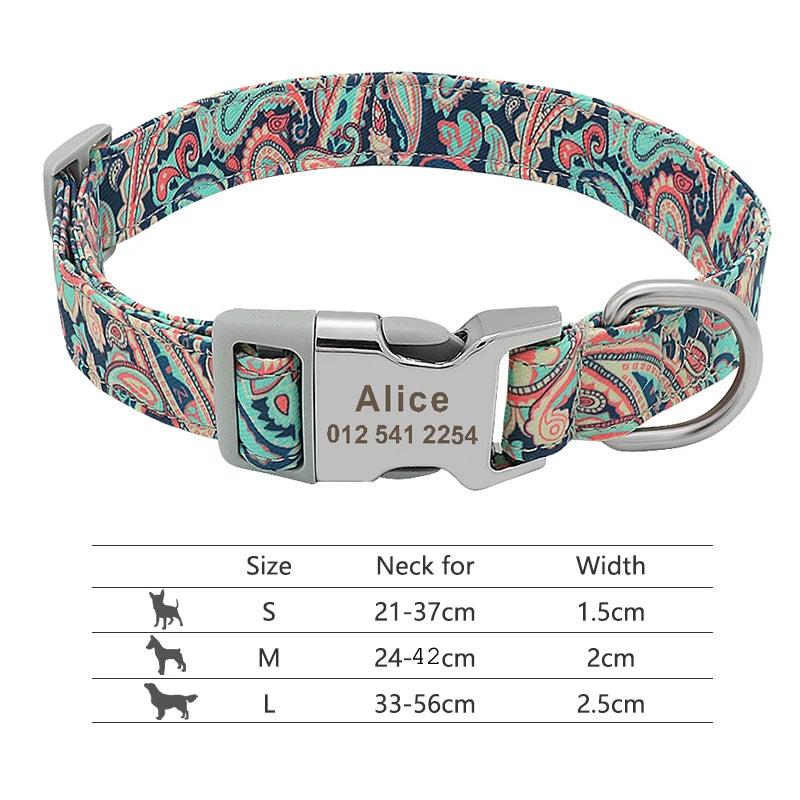 🇫🇷 Collier réglable en nylon pour chien – Personnalisé avec gravure sur la boucle, anti-perte, pour petits, moyens et grands chiens  🇬🇧 Adjustable Nylon Dog Collar – Personalized with engraved buckle, anti-lost, for small, medium & large dogs