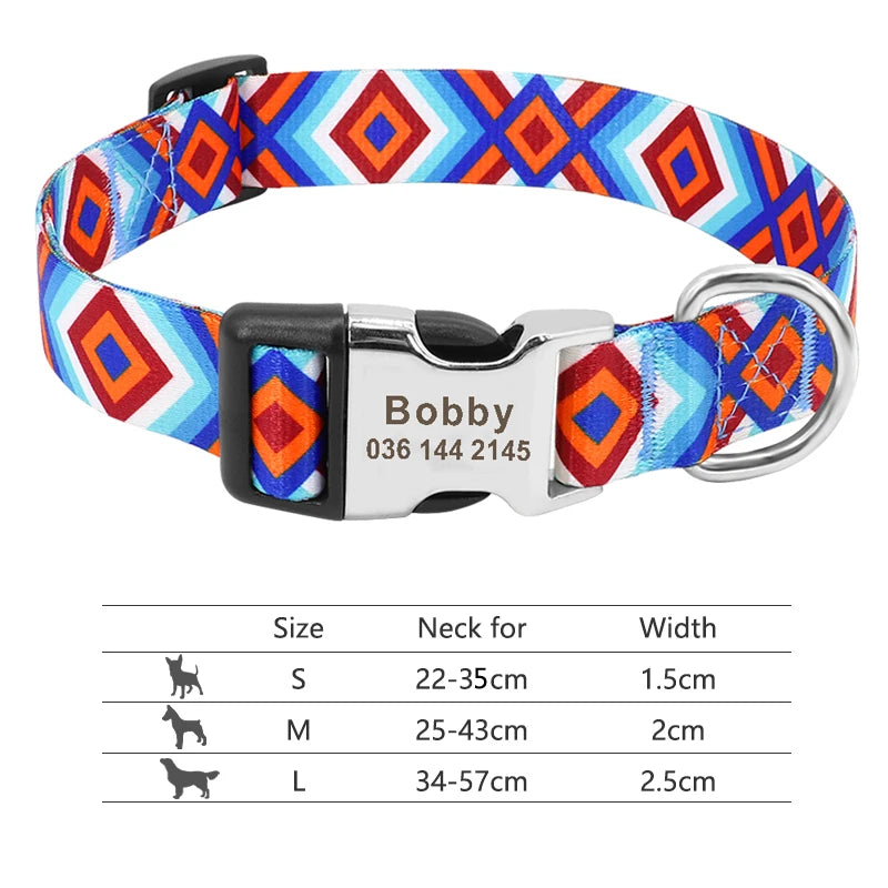 🇫🇷 Collier réglable en nylon pour chien – Personnalisé avec gravure sur la boucle, anti-perte, pour petits, moyens et grands chiens  🇬🇧 Adjustable Nylon Dog Collar – Personalized with engraved buckle, anti-lost, for small, medium & large dogs
