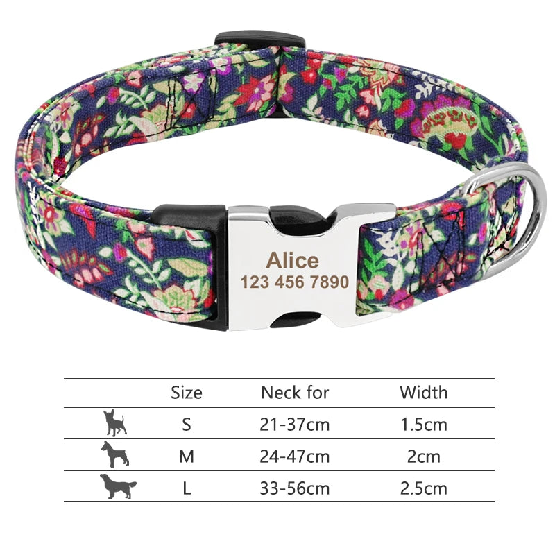 🇫🇷 Collier réglable en nylon pour chien – Personnalisé avec gravure sur la boucle, anti-perte, pour petits, moyens et grands chiens  🇬🇧 Adjustable Nylon Dog Collar – Personalized with engraved buckle, anti-lost, for small, medium & large dogs