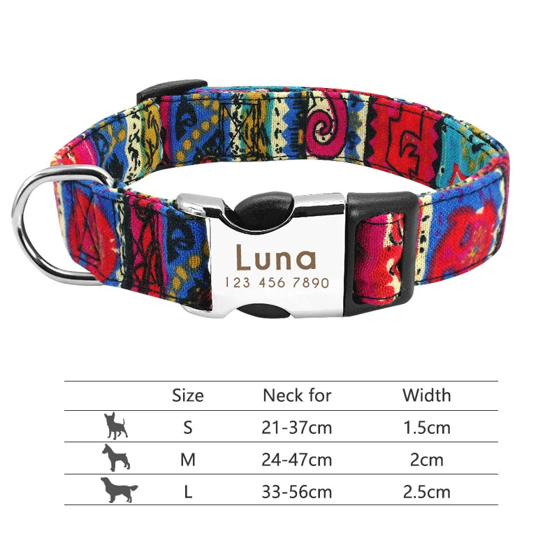 🇫🇷 Collier réglable en nylon pour chien – Personnalisé avec gravure sur la boucle, anti-perte, pour petits, moyens et grands chiens  🇬🇧 Adjustable Nylon Dog Collar – Personalized with engraved buckle, anti-lost, for small, medium & large dogs