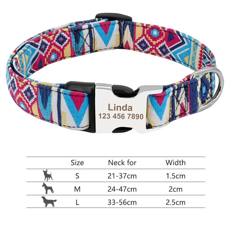 🇫🇷 Collier réglable en nylon pour chien – Personnalisé avec gravure sur la boucle, anti-perte, pour petits, moyens et grands chiens  🇬🇧 Adjustable Nylon Dog Collar – Personalized with engraved buckle, anti-lost, for small, medium & large dogs
