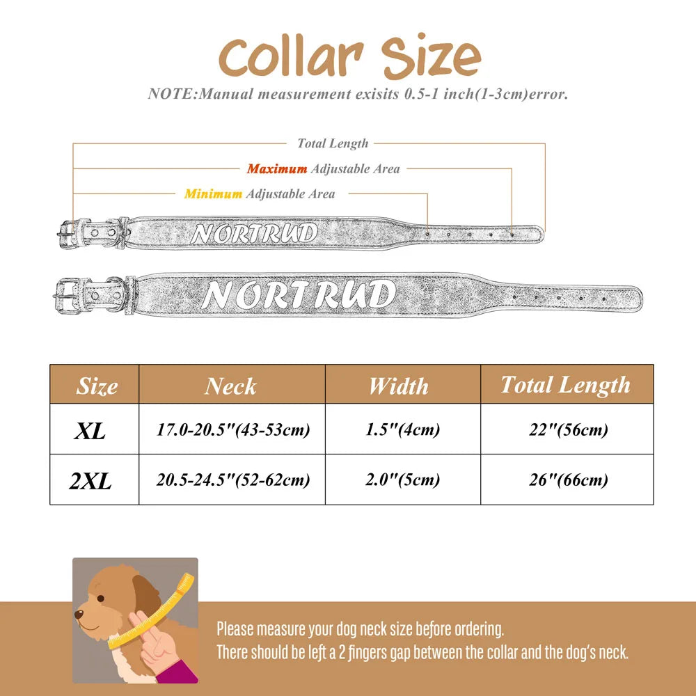 🇫🇷 Collier en cuir personnalisé pour chien – Large, rembourré, gravure du nom gratuite, idéal pour chiens moyens et grands  🇬🇧 Personalized Leather Dog Collar – Wide, padded, free name engraving, ideal for medium & large dogs