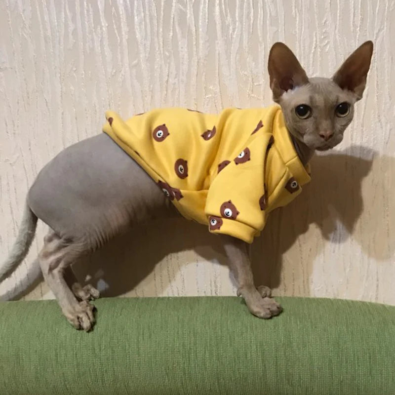 🇫🇷 Vêtements doux pour chats – Sweat à capuche chaud d’hiver, pull confortable pour chats Sphynx & petits chiens | 🇬🇧 Sweet Pet Clothes for Cats – Winter Warm Hoodie Sweater for Sphynx Cats & Small Dogs