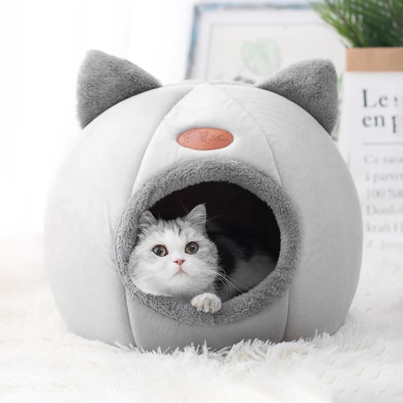 🇫🇷 Nid douillet pour chats & petits chiens – Tente cocon chaude pour l’hiver, panier moelleux pour un sommeil profond | 🇬🇧 Winter Deep Sleep Pet Cave – Cozy Tent Bed for Cats & Small Dogs, Soft Indoor Basket Nest