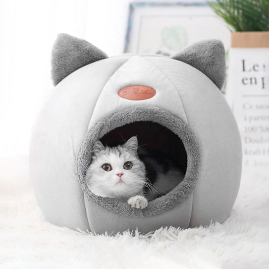 🇫🇷 Nid douillet pour chats & petits chiens – Tente cocon chaude pour l’hiver, panier moelleux pour un sommeil profond | 🇬🇧 Winter Deep Sleep Pet Cave – Cozy Tent Bed for Cats & Small Dogs, Soft Indoor Basket Nest