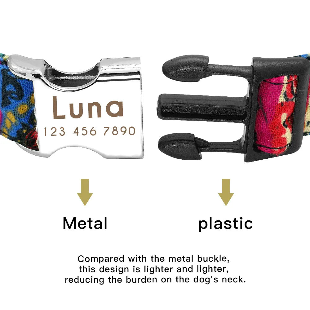 🇫🇷 Collier réglable en nylon pour chien – Personnalisé avec gravure sur la boucle, anti-perte, pour petits, moyens et grands chiens  🇬🇧 Adjustable Nylon Dog Collar – Personalized with engraved buckle, anti-lost, for small, medium & large dogs