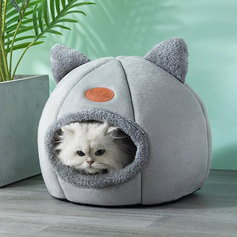 🇫🇷 Nid douillet pour chats & petits chiens – Tente cocon chaude pour l’hiver, panier moelleux pour un sommeil profond | 🇬🇧 Winter Deep Sleep Pet Cave – Cozy Tent Bed for Cats & Small Dogs, Soft Indoor Basket Nest
