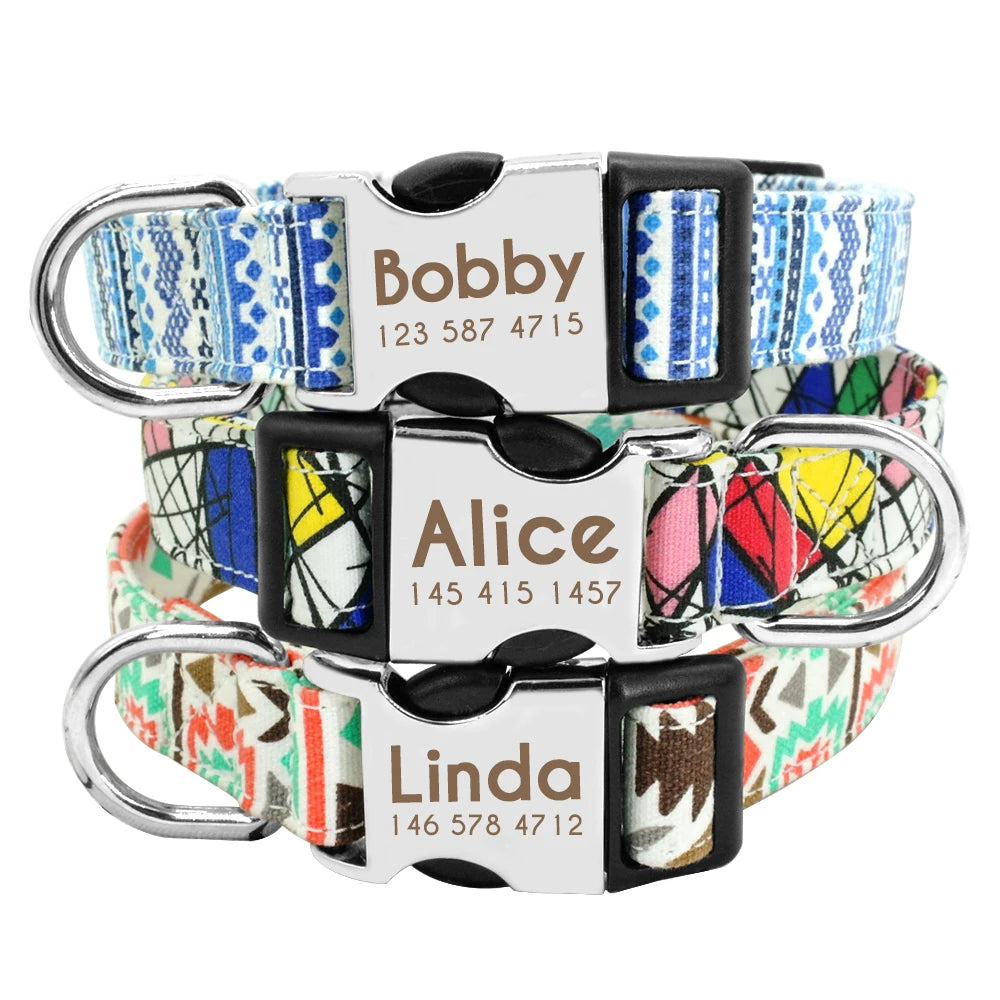 🇫🇷 Collier réglable en nylon pour chien – Personnalisé avec gravure sur la boucle, anti-perte, pour petits, moyens et grands chiens  🇬🇧 Adjustable Nylon Dog Collar – Personalized with engraved buckle, anti-lost, for small, medium & large dogs