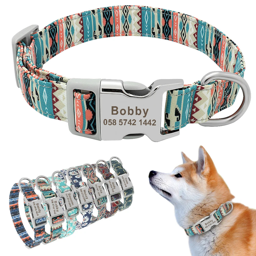 🇫🇷 Collier réglable en nylon pour chien – Personnalisé avec gravure sur la boucle, anti-perte, pour petits, moyens et grands chiens  🇬🇧 Adjustable Nylon Dog Collar – Personalized with engraved buckle, anti-lost, for small, medium & large dogs