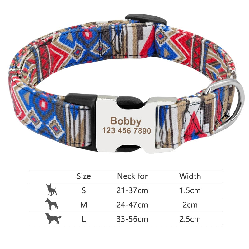 🇫🇷 Collier réglable en nylon pour chien – Personnalisé avec gravure sur la boucle, anti-perte, pour petits, moyens et grands chiens  🇬🇧 Adjustable Nylon Dog Collar – Personalized with engraved buckle, anti-lost, for small, medium & large dogs