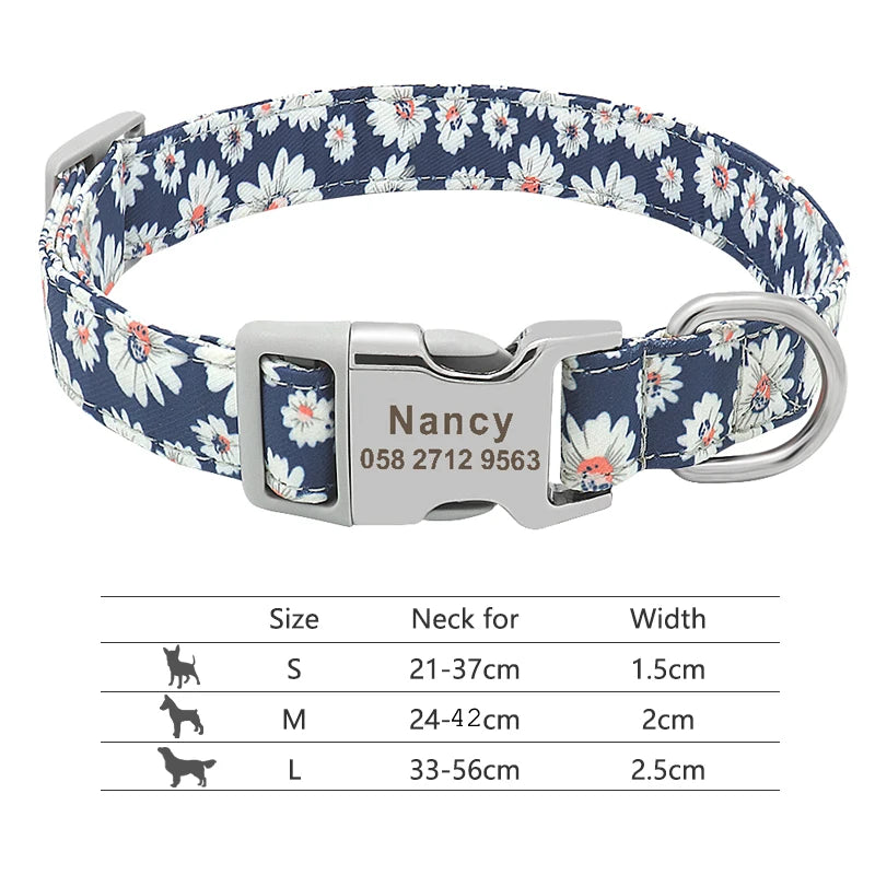 🇫🇷 Collier réglable en nylon pour chien – Personnalisé avec gravure sur la boucle, anti-perte, pour petits, moyens et grands chiens  🇬🇧 Adjustable Nylon Dog Collar – Personalized with engraved buckle, anti-lost, for small, medium & large dogs