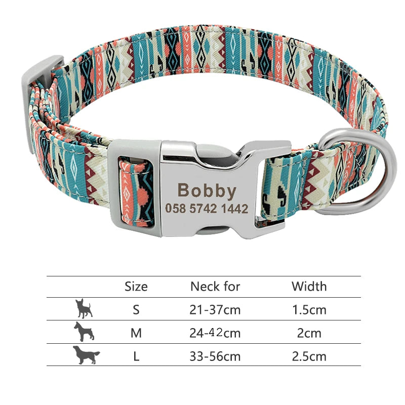 🇫🇷 Collier réglable en nylon pour chien – Personnalisé avec gravure sur la boucle, anti-perte, pour petits, moyens et grands chiens  🇬🇧 Adjustable Nylon Dog Collar – Personalized with engraved buckle, anti-lost, for small, medium & large dogs