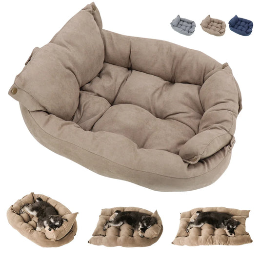 🇫🇷 Tapis-lit multifonction 3-en-1 pour chien et chat – Coussin doux, canapé ou niche chaude pour l’hiver 🇬🇧 3-in-1 Multifunction Pet Bed – Soft Cushion, Sofa & Warm Winter Nest for Dogs and Cats