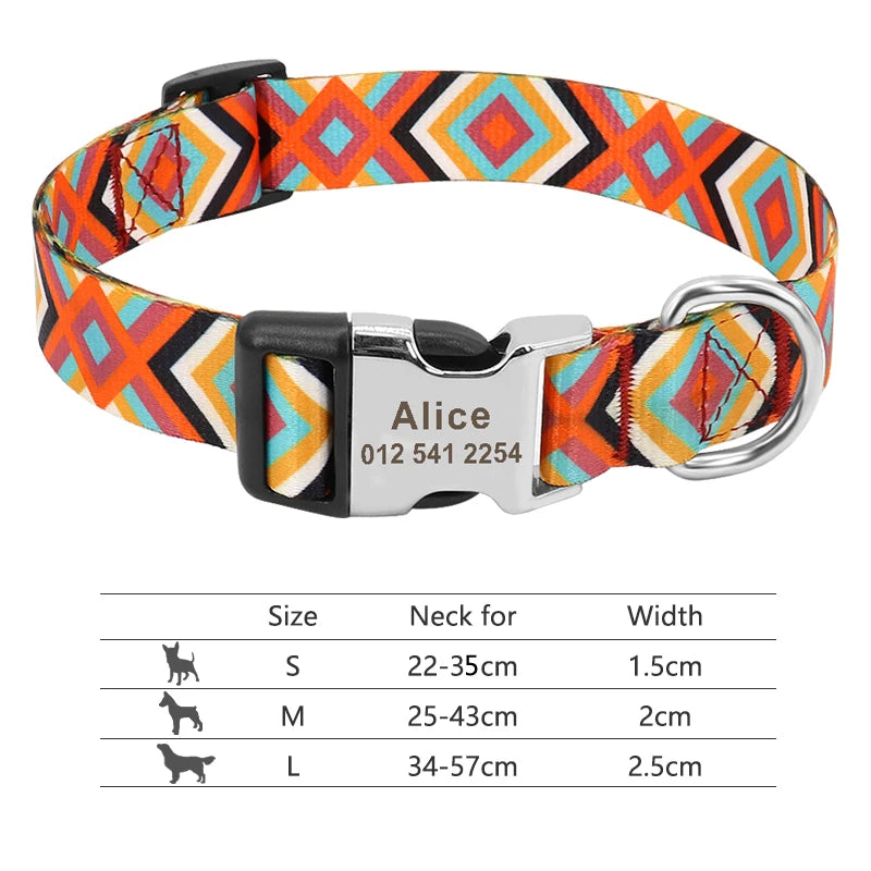🇫🇷 Collier réglable en nylon pour chien – Personnalisé avec gravure sur la boucle, anti-perte, pour petits, moyens et grands chiens  🇬🇧 Adjustable Nylon Dog Collar – Personalized with engraved buckle, anti-lost, for small, medium & large dogs