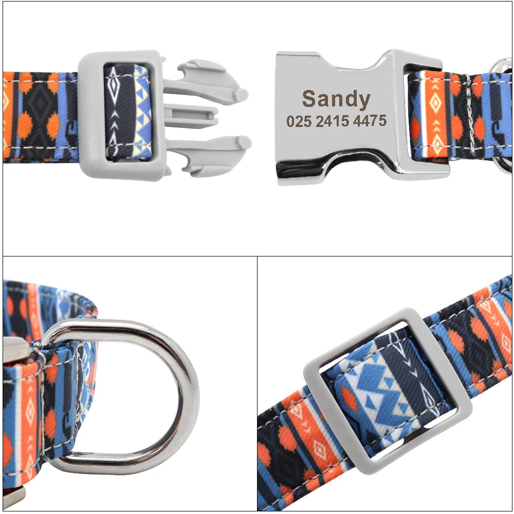 🇫🇷 Collier réglable en nylon pour chien – Personnalisé avec gravure sur la boucle, anti-perte, pour petits, moyens et grands chiens  🇬🇧 Adjustable Nylon Dog Collar – Personalized with engraved buckle, anti-lost, for small, medium & large dogs