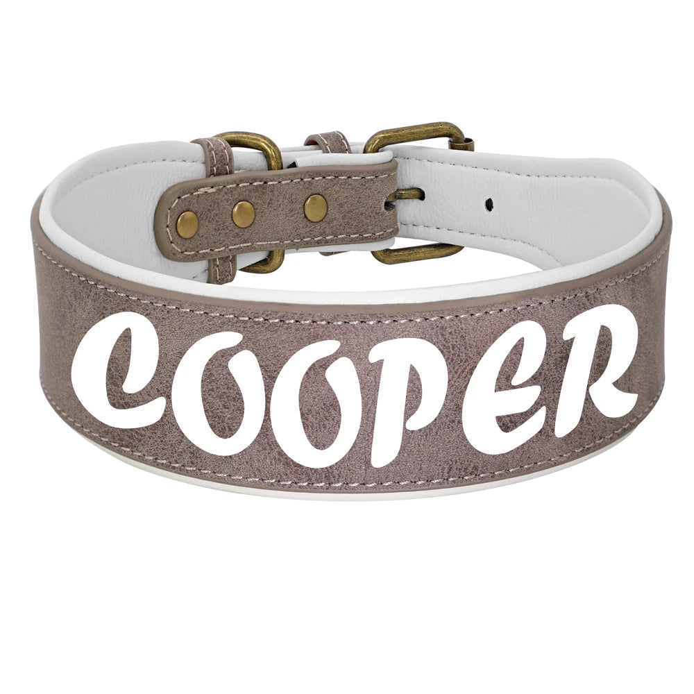 🇫🇷 Collier en cuir personnalisé pour chien – Large, rembourré, gravure du nom gratuite, idéal pour chiens moyens et grands  🇬🇧 Personalized Leather Dog Collar – Wide, padded, free name engraving, ideal for medium & large dogs