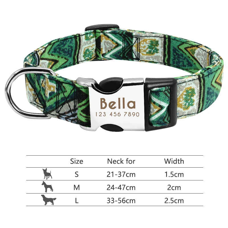 🇫🇷 Collier réglable en nylon pour chien – Personnalisé avec gravure sur la boucle, anti-perte, pour petits, moyens et grands chiens  🇬🇧 Adjustable Nylon Dog Collar – Personalized with engraved buckle, anti-lost, for small, medium & large dogs
