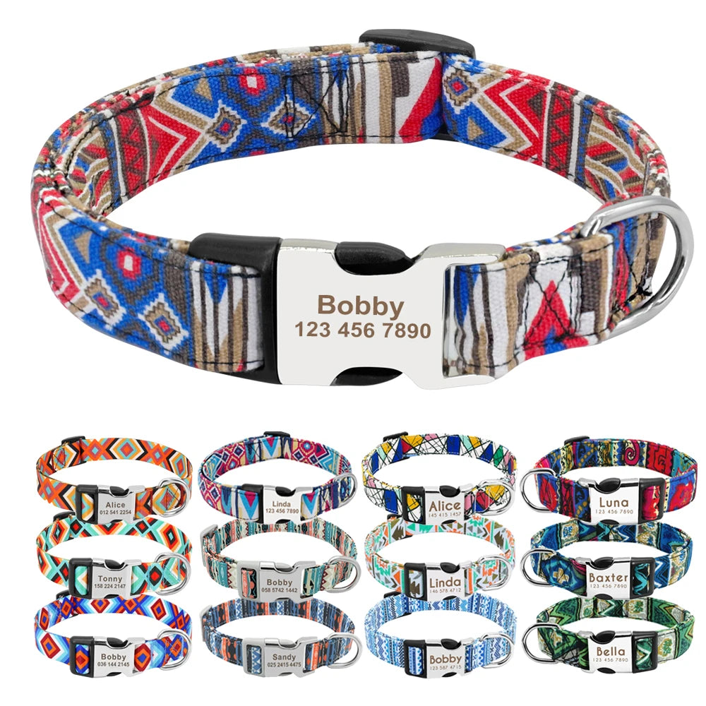 🇫🇷 Collier réglable en nylon pour chien – Personnalisé avec gravure sur la boucle, anti-perte, pour petits, moyens et grands chiens  🇬🇧 Adjustable Nylon Dog Collar – Personalized with engraved buckle, anti-lost, for small, medium & large dogs