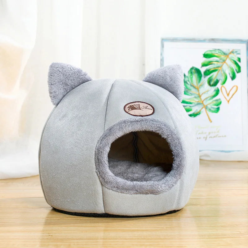 🇫🇷 Nid douillet pour chats & petits chiens – Tente cocon chaude pour l’hiver, panier moelleux pour un sommeil profond | 🇬🇧 Winter Deep Sleep Pet Cave – Cozy Tent Bed for Cats & Small Dogs, Soft Indoor Basket Nest
