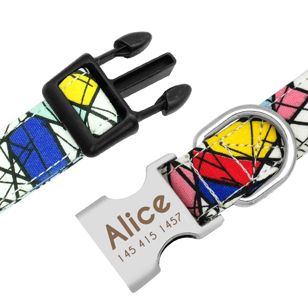 🇫🇷 Collier réglable en nylon pour chien – Personnalisé avec gravure sur la boucle, anti-perte, pour petits, moyens et grands chiens  🇬🇧 Adjustable Nylon Dog Collar – Personalized with engraved buckle, anti-lost, for small, medium & large dogs
