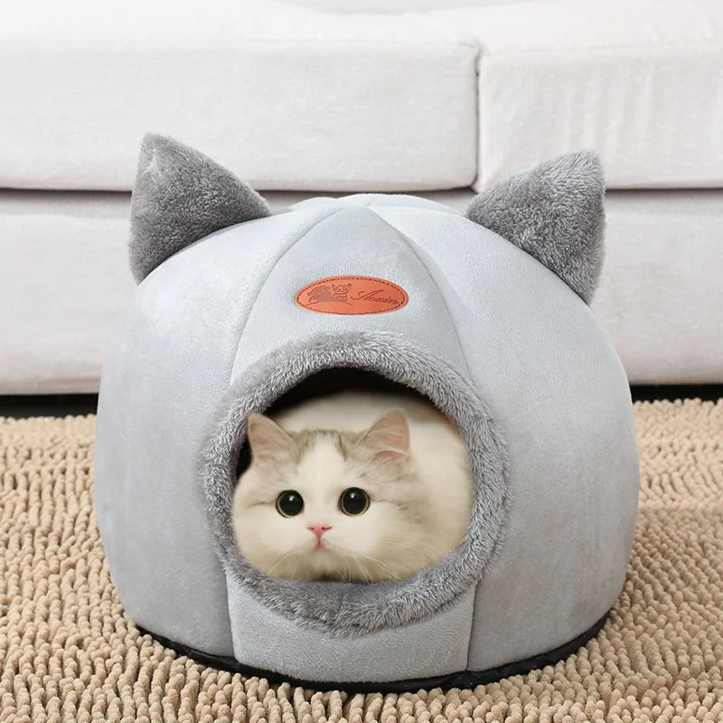 🇫🇷 Nid douillet pour chats & petits chiens – Tente cocon chaude pour l’hiver, panier moelleux pour un sommeil profond | 🇬🇧 Winter Deep Sleep Pet Cave – Cozy Tent Bed for Cats & Small Dogs, Soft Indoor Basket Nest