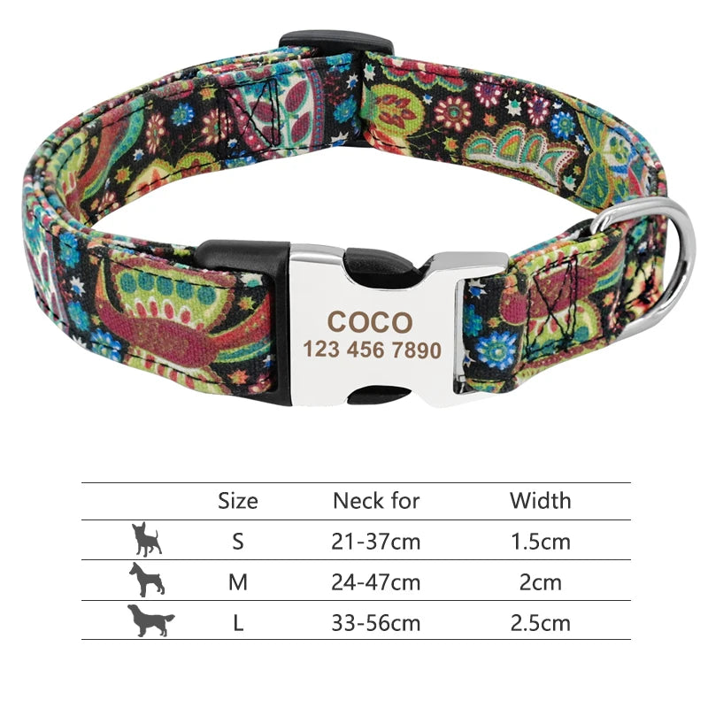 🇫🇷 Collier réglable en nylon pour chien – Personnalisé avec gravure sur la boucle, anti-perte, pour petits, moyens et grands chiens  🇬🇧 Adjustable Nylon Dog Collar – Personalized with engraved buckle, anti-lost, for small, medium & large dogs