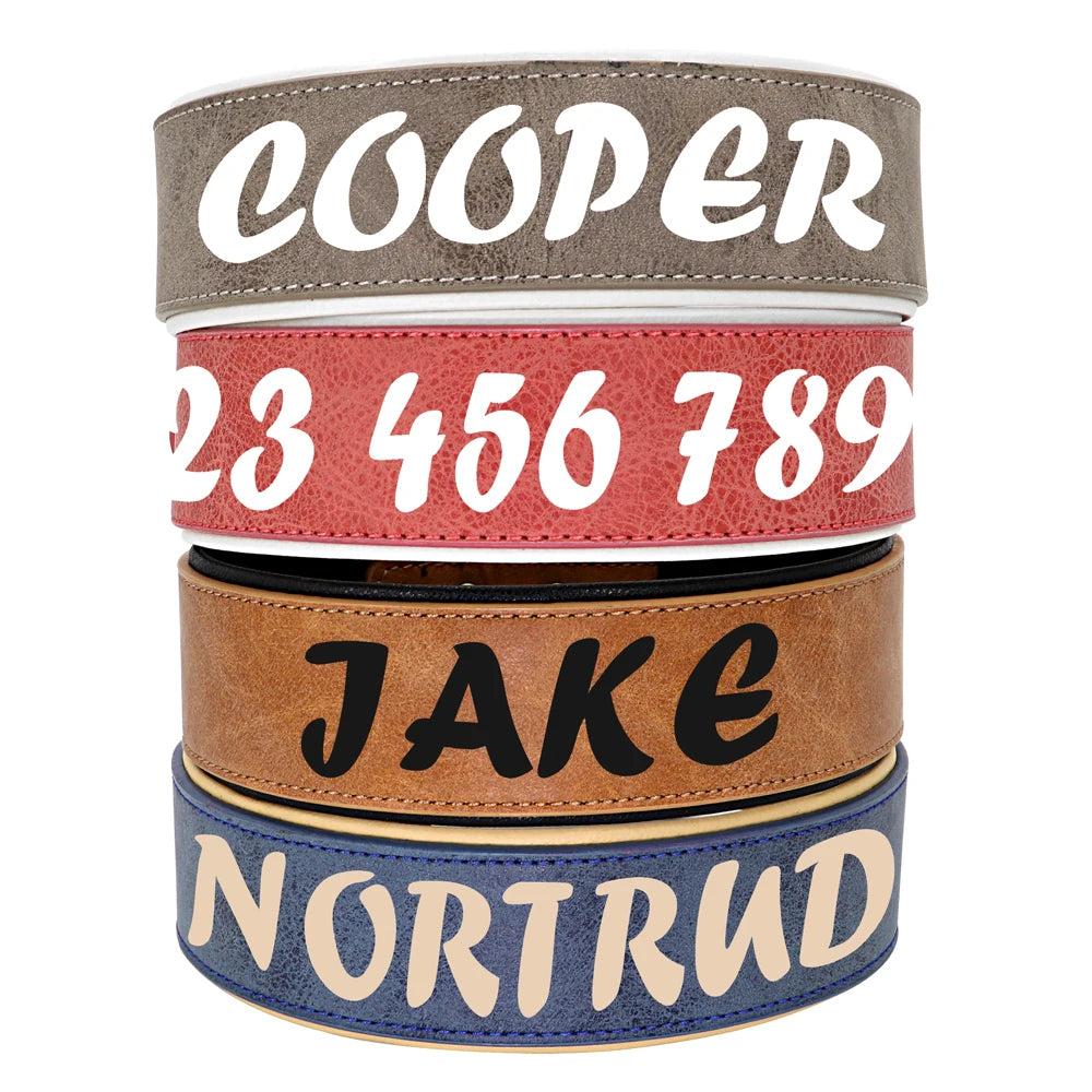 🇫🇷 Collier en cuir personnalisé pour chien – Large, rembourré, gravure du nom gratuite, idéal pour chiens moyens et grands  🇬🇧 Personalized Leather Dog Collar – Wide, padded, free name engraving, ideal for medium & large dogs