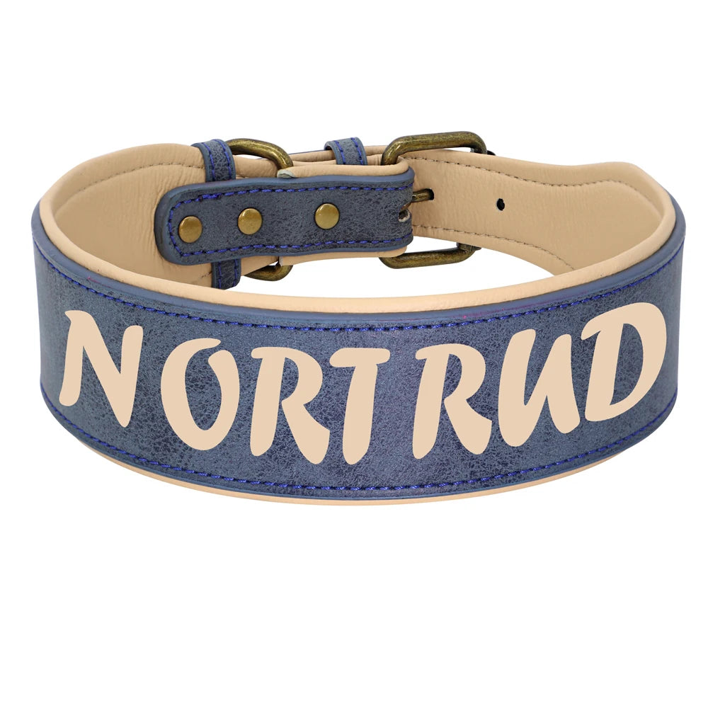 🇫🇷 Collier en cuir personnalisé pour chien – Large, rembourré, gravure du nom gratuite, idéal pour chiens moyens et grands  🇬🇧 Personalized Leather Dog Collar – Wide, padded, free name engraving, ideal for medium & large dogs