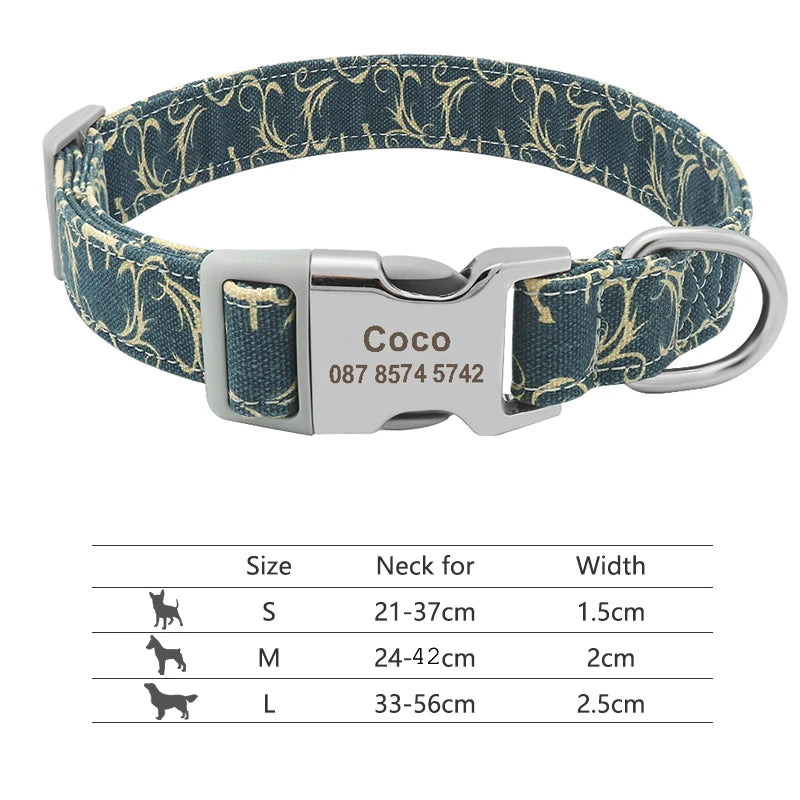 🇫🇷 Collier réglable en nylon pour chien – Personnalisé avec gravure sur la boucle, anti-perte, pour petits, moyens et grands chiens  🇬🇧 Adjustable Nylon Dog Collar – Personalized with engraved buckle, anti-lost, for small, medium & large dogs