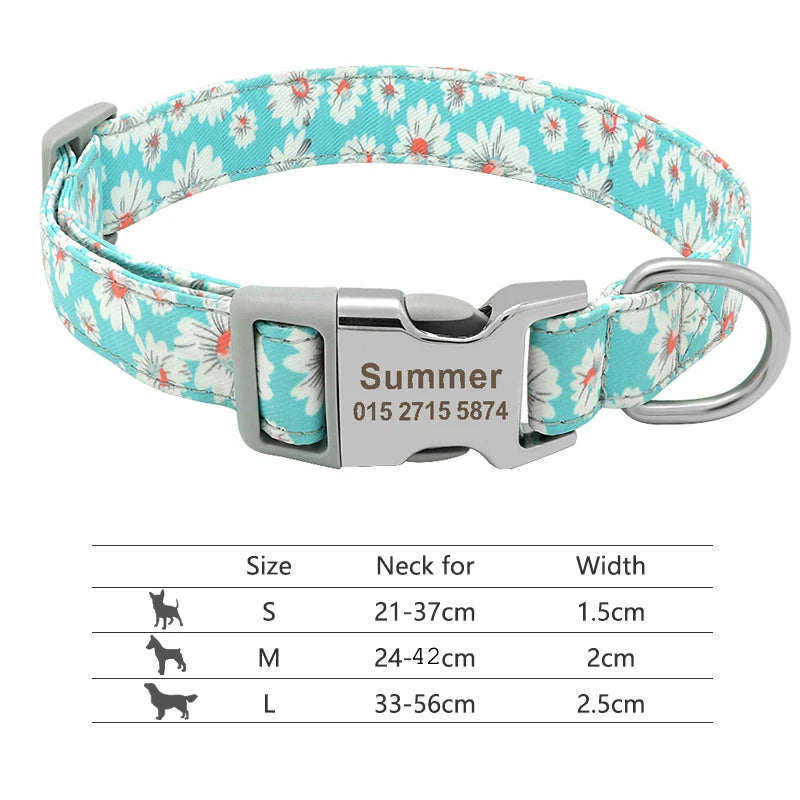 🇫🇷 Collier réglable en nylon pour chien – Personnalisé avec gravure sur la boucle, anti-perte, pour petits, moyens et grands chiens  🇬🇧 Adjustable Nylon Dog Collar – Personalized with engraved buckle, anti-lost, for small, medium & large dogs