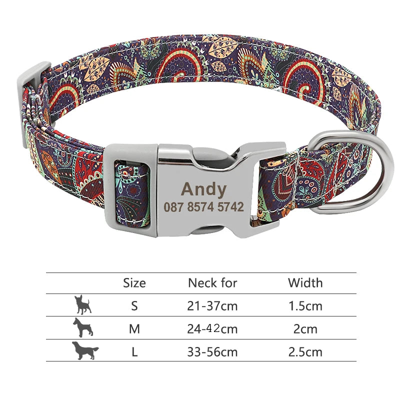 🇫🇷 Collier réglable en nylon pour chien – Personnalisé avec gravure sur la boucle, anti-perte, pour petits, moyens et grands chiens  🇬🇧 Adjustable Nylon Dog Collar – Personalized with engraved buckle, anti-lost, for small, medium & large dogs