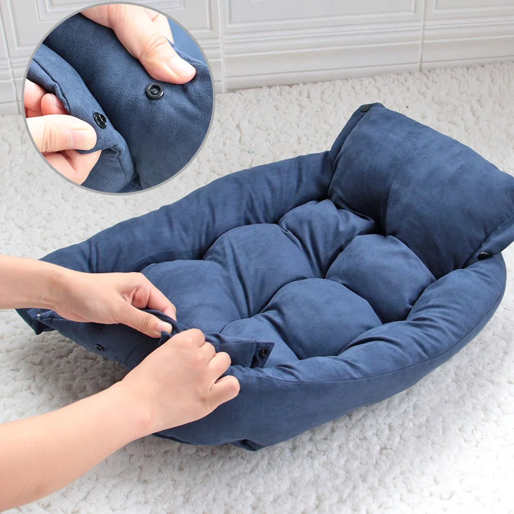 🇫🇷 Tapis-lit multifonction 3-en-1 pour chien et chat – Coussin doux, canapé ou niche chaude pour l’hiver 🇬🇧 3-in-1 Multifunction Pet Bed – Soft Cushion, Sofa & Warm Winter Nest for Dogs and Cats
