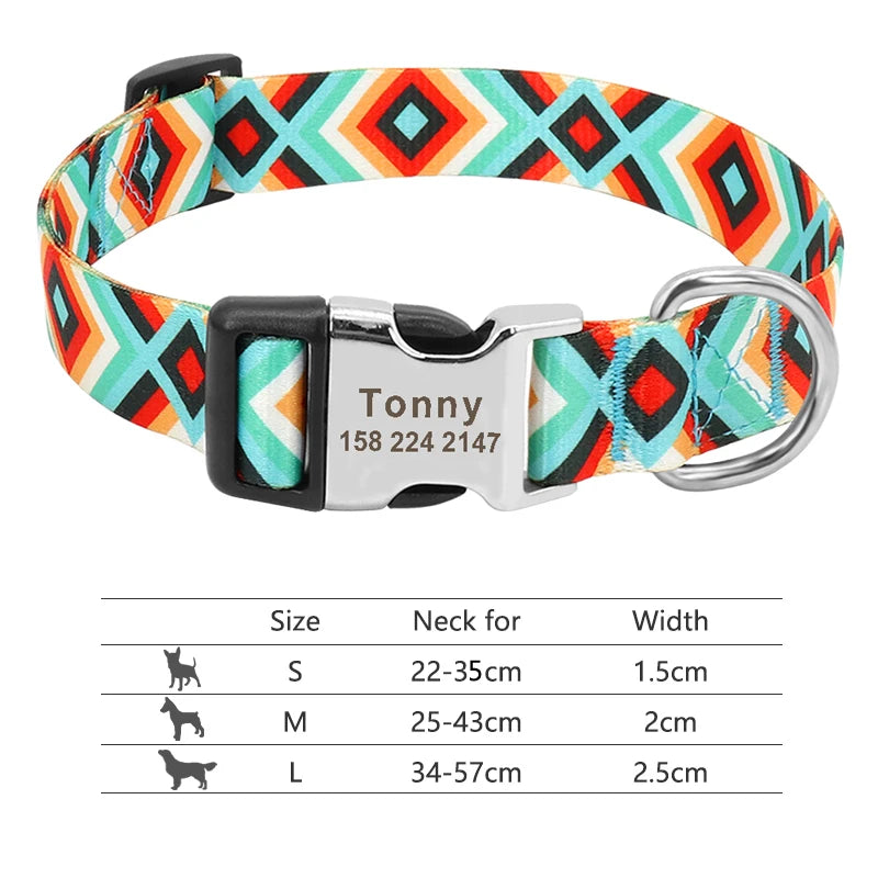 🇫🇷 Collier réglable en nylon pour chien – Personnalisé avec gravure sur la boucle, anti-perte, pour petits, moyens et grands chiens  🇬🇧 Adjustable Nylon Dog Collar – Personalized with engraved buckle, anti-lost, for small, medium & large dogs
