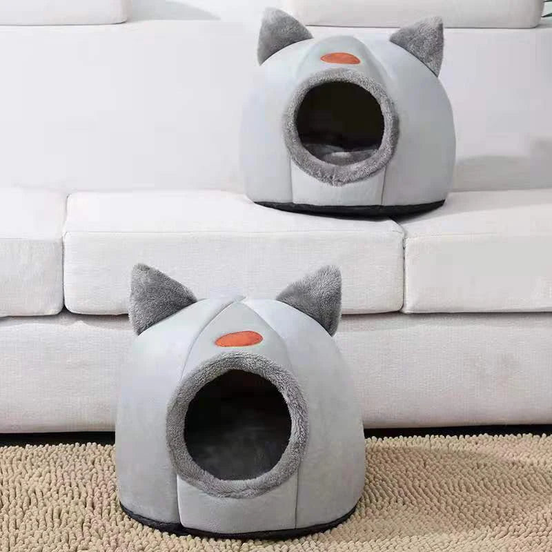🇫🇷 Nid douillet pour chats & petits chiens – Tente cocon chaude pour l’hiver, panier moelleux pour un sommeil profond | 🇬🇧 Winter Deep Sleep Pet Cave – Cozy Tent Bed for Cats & Small Dogs, Soft Indoor Basket Nest
