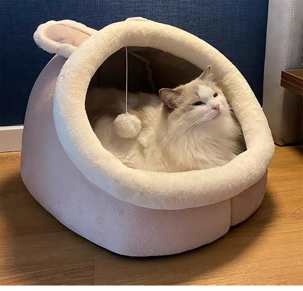 🇫🇷 Lit pour chat sommeil profond – Design cartoon, pliable, amovible et lavable, en forme de sac ou grotte pour petit chien ou chat 🇬🇧 Deep Sleep Cat Bed – Cartoon Style, Foldable, Removable & Washable Cave Bag Mat for Small Dogs or Cats