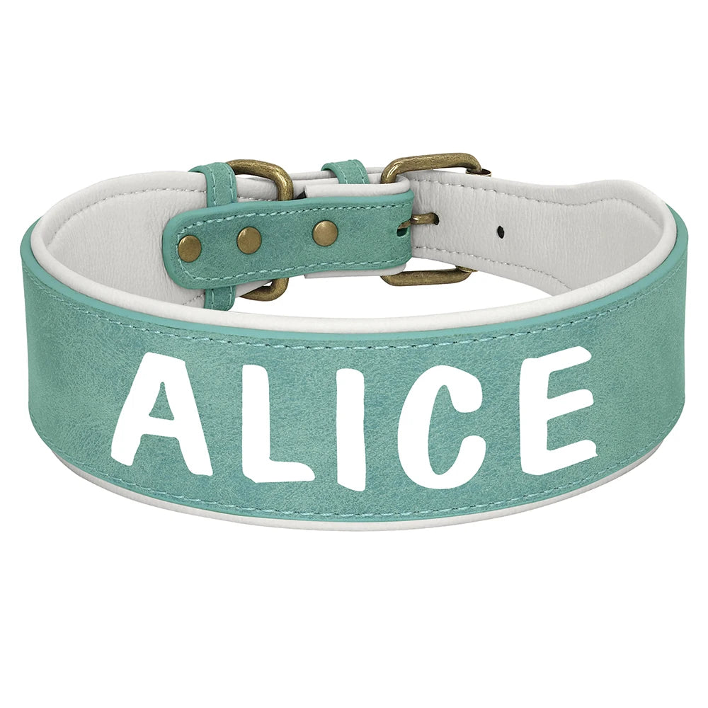 🇫🇷 Collier en cuir personnalisé pour chien – Large, rembourré, gravure du nom gratuite, idéal pour chiens moyens et grands  🇬🇧 Personalized Leather Dog Collar – Wide, padded, free name engraving, ideal for medium & large dogs