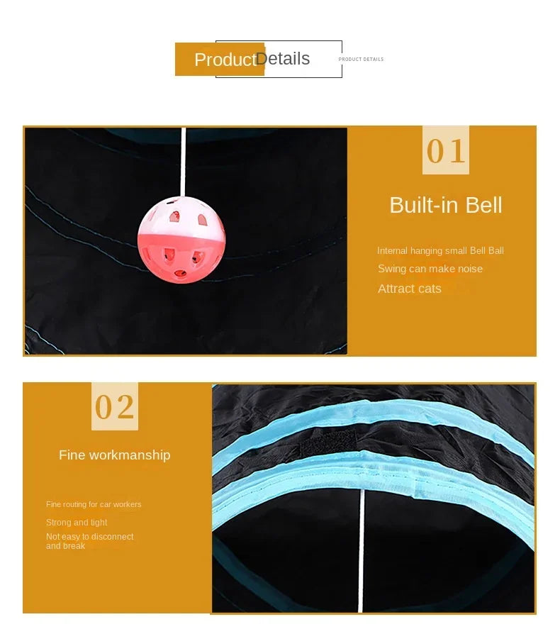 🇫🇷 Tunnel pliable pour chat – jouet interactif d’intérieur, tunnel de jeu respirant avec bruit de papier pour stimuler et amuser votre chat. 🇬🇧 Foldable cat play tunnel – indoor breathable toy with crinkle paper sound for endless fun.