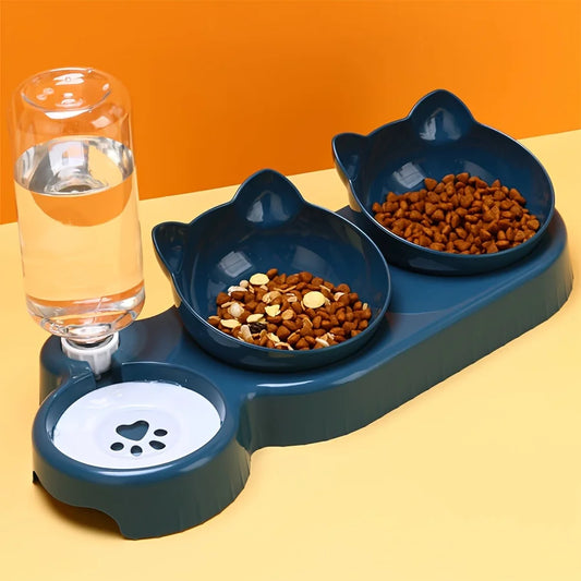 🇫🇷 Gamelles 3-en-1 pour animaux – Bols inclinés avec distributeur d’eau à gravité  🇬🇧 3-in-1 Pet Bowls – Tilted bowls with gravity water feeder