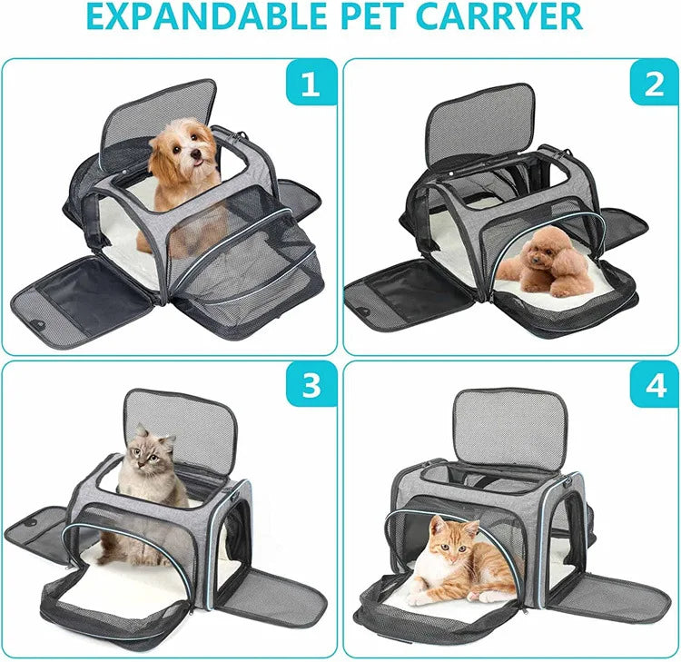 🇫🇷 Sac de transport pliable pour chats et petits chiens – Extensible, respirant, léger, avec filets aérés pour sorties et voyages 🇬🇧 Foldable Pet Carrier for Cats & Small Dogs – Expandable, Breathable Mesh Travel Bag for Outdoor &