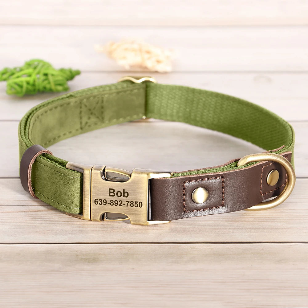 🇫🇷 Collier & laisse personnalisés en cuir PU, médaille gravée offerte. Pour petits & grands chiens (ex : carlin, labrador). 🇬🇧 PU leather custom collar & leash with free engraved tag. For small & large dogs (e.g. pug, labrador).